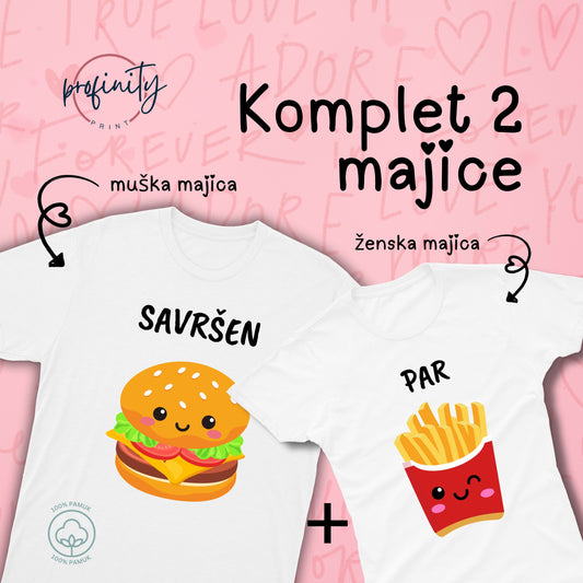 Savršen Par Burger&Pomfrit - Komplet majice za parove