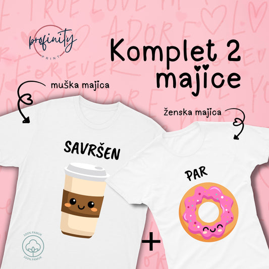 Savršen Par Kafa&Krofna - Komplet majice za parove